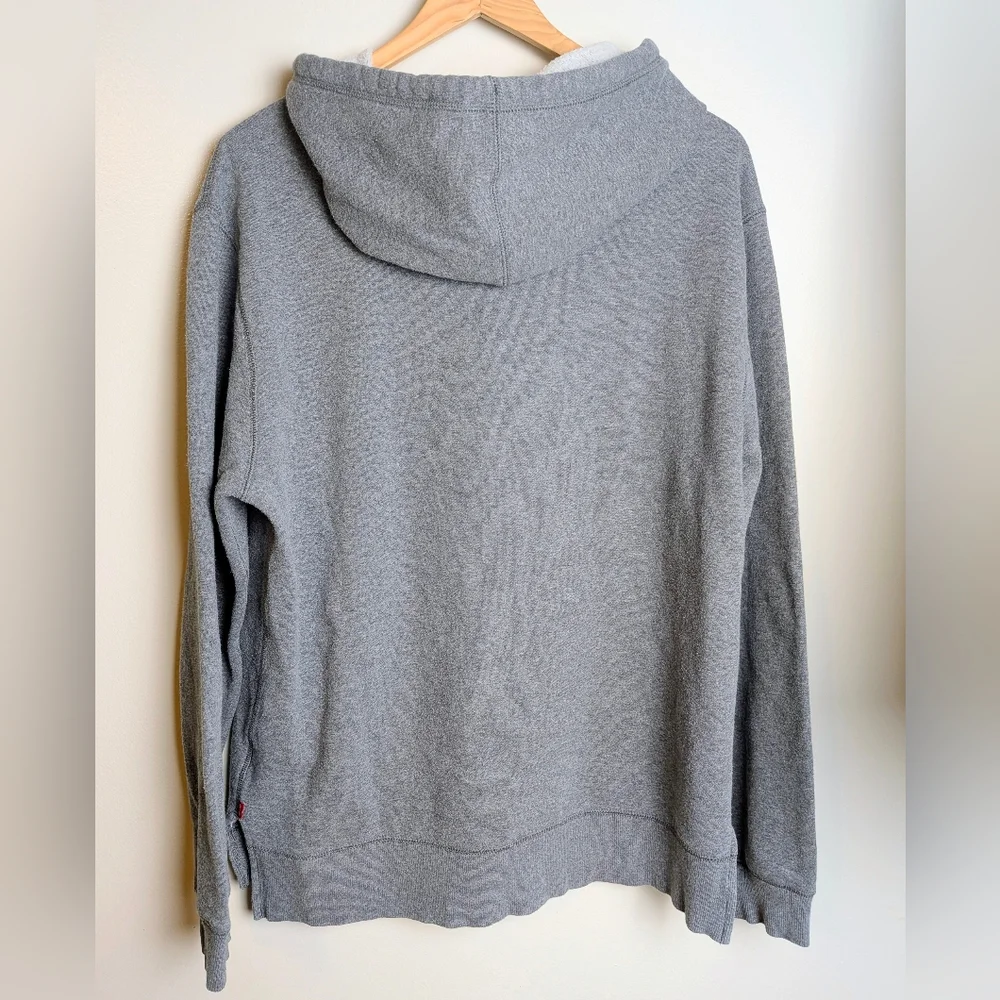 Levi's Strauss Gray Embossed Logo Men's Hoodie Sweatshirt Pouch Streetwear M